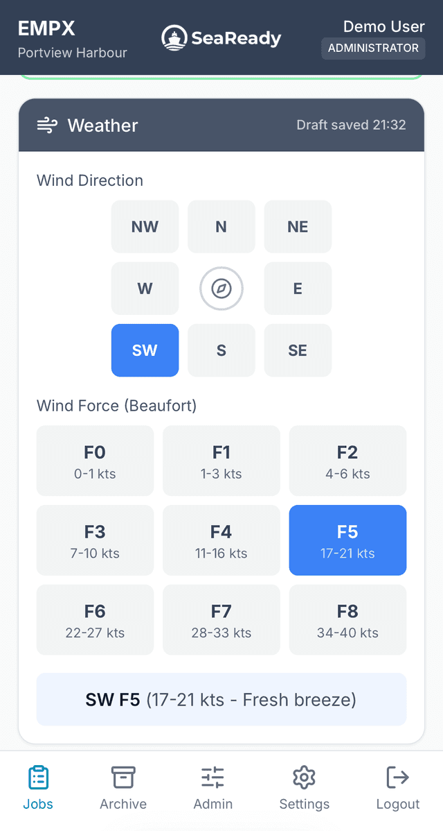 Weather conditions interface