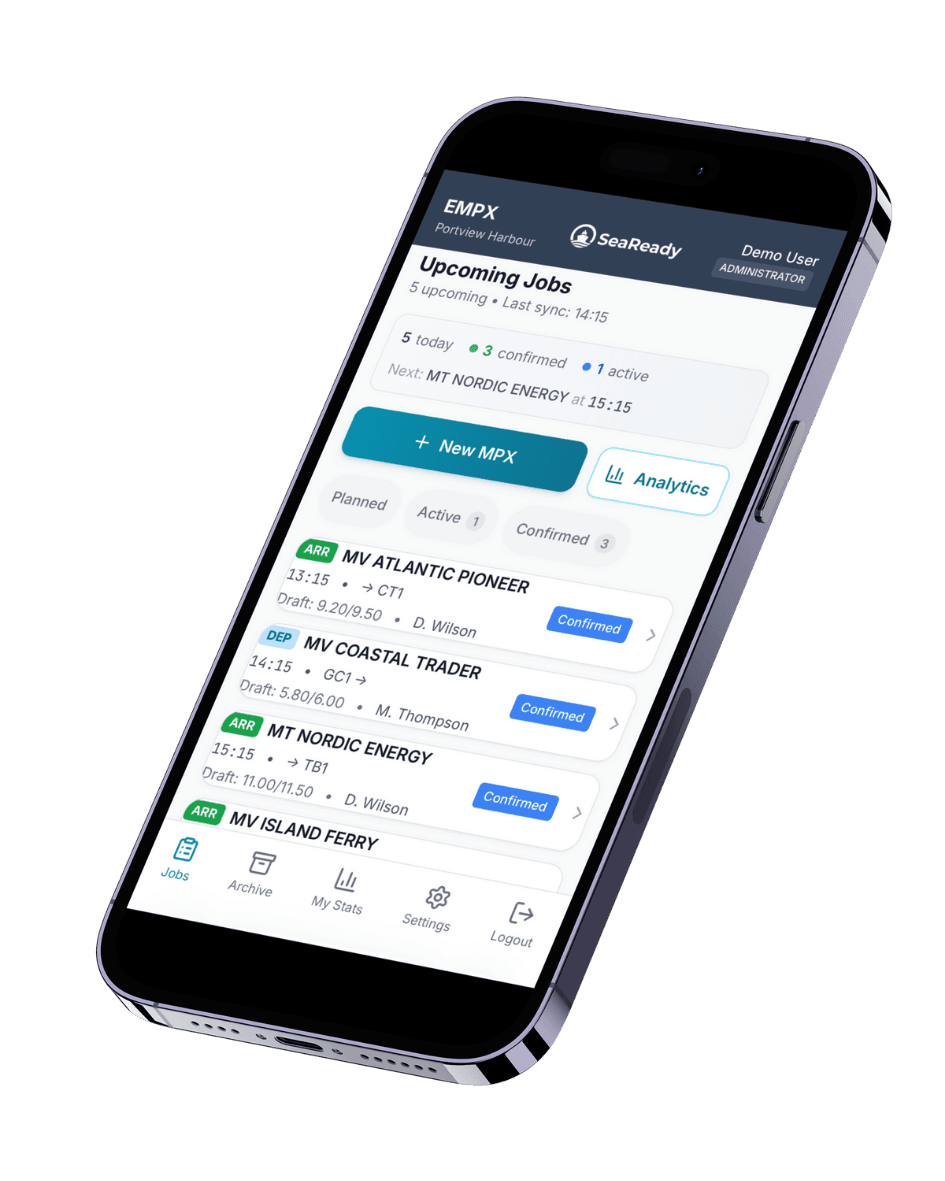 eMPX jobs dashboard showing active pilot operations
